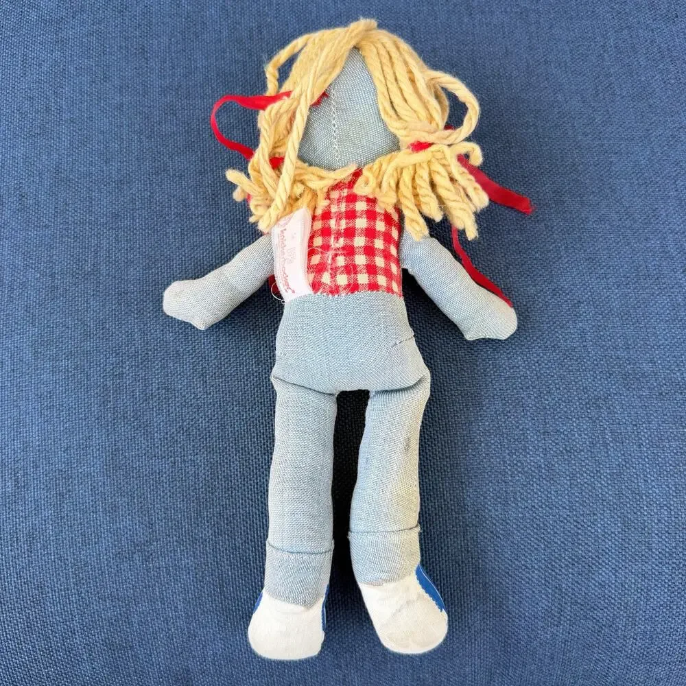 Knickerbocker Levi’s Denim Rag Doll Vtg 1970’s Advertising Yellow Yarn Hair FLAW